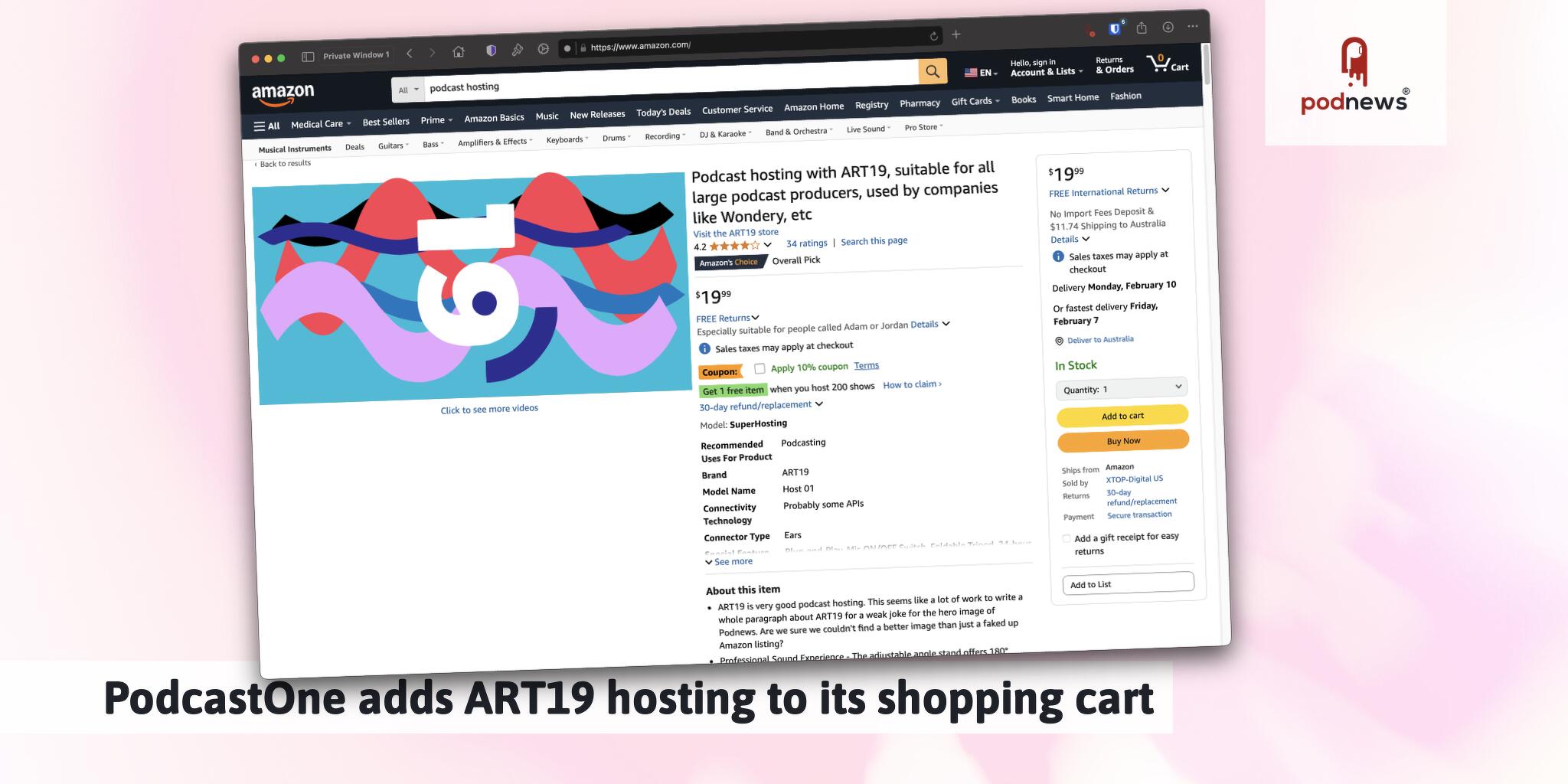 PodcastOne adds ART19 hosting to its shopping cart