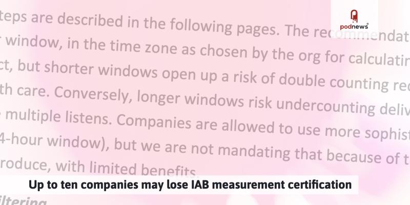 Up to ten companies may lose IAB measurement certification