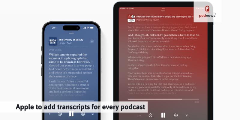 Apple to add transcripts for every podcast