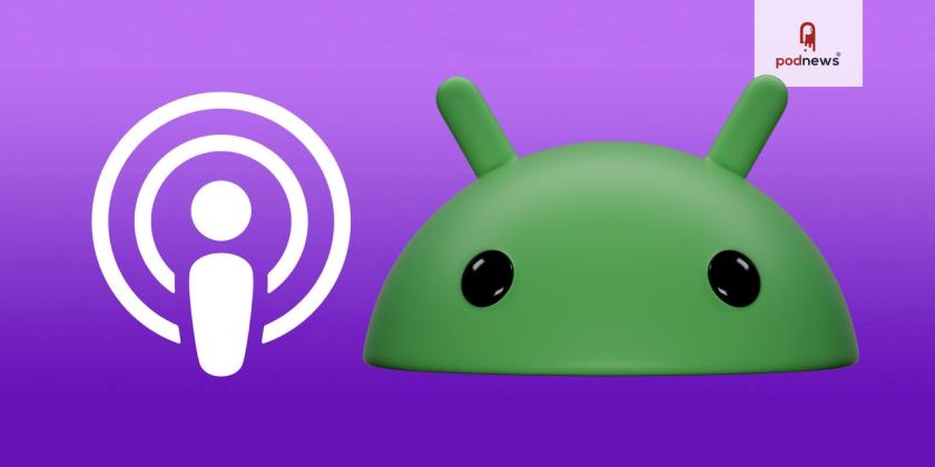 The Apple Podcasts logo and the Android logo