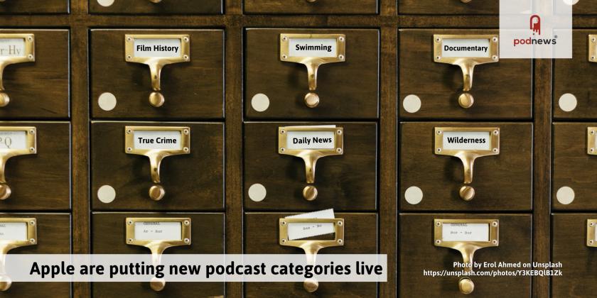 Apple are putting new podcast category changes live