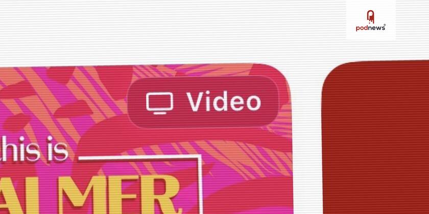 Detail from the Apple Podcasts app of the video badge