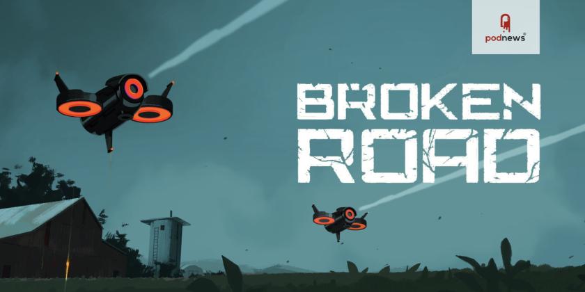 Broken Road - a logo showing spaceships flying over a rural US landscape