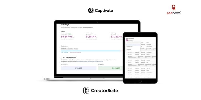 The earnings screen on Captivate's CreatorSuite