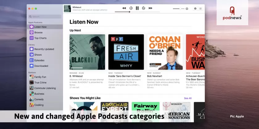 New and changed Apple Podcasts categories: summer 2019 (updated)