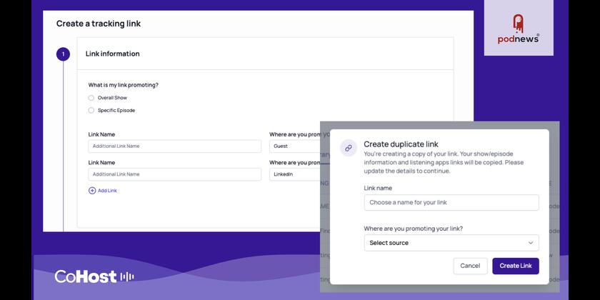 CoHost Adds Bulk and Duplicate Tracking Links to Streamline Podcast Campaign Management
