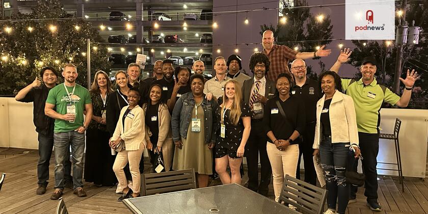 Conference goers posing for the camera