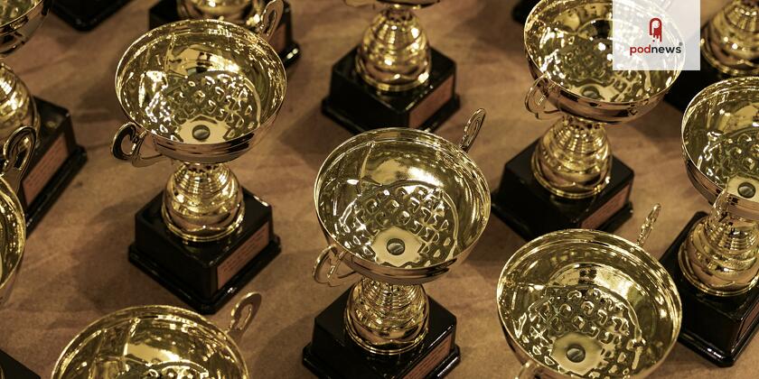 A bunch of trophies, sitting on a table. This is stock imagery.