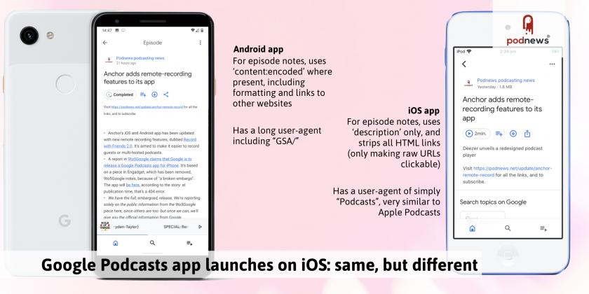 Google Podcasts app launches on iOS: same, but different