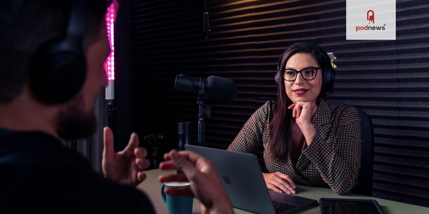 A podcaster and a guest