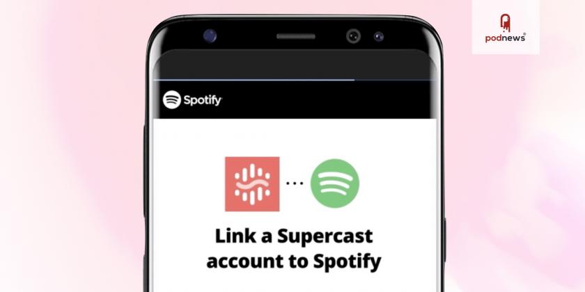A mobile phone showing Spotify and Supercast icons