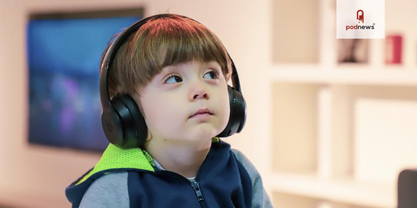 A kid listening to a podcast, probably