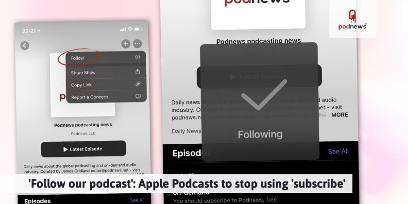 'Follow our podcast': Apple Podcasts to stop using 'subscribe'