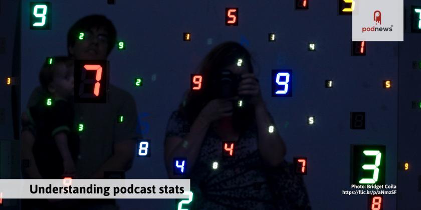 Some numbers in a Japanese museum, and a headline that says 'Understanding podcast statistics'