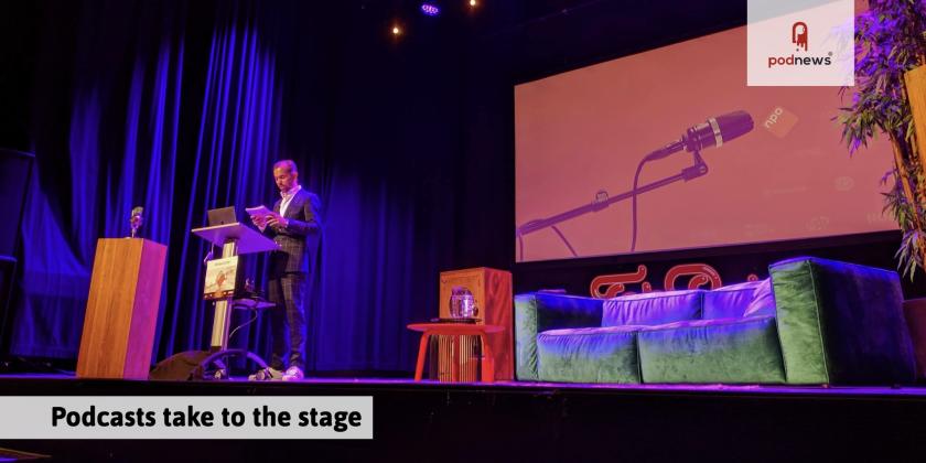 Someone standing on a stage a few years ago in Hilversum, the Netherlands, in an NPO event