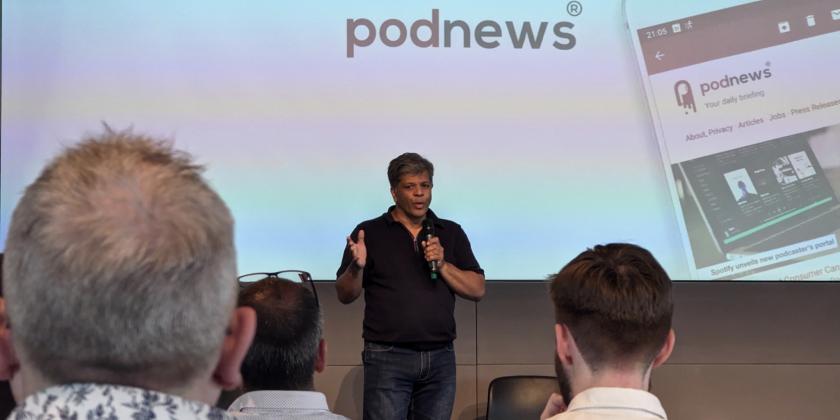 Sam Sethi at the first Podnews Live in Salford