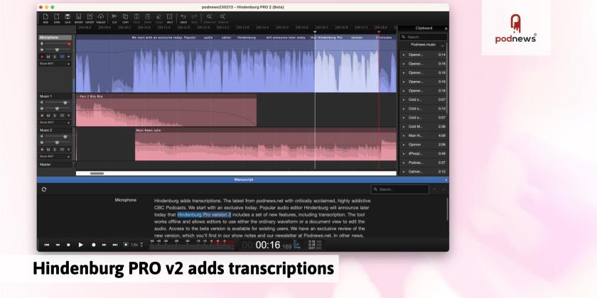 Hindenburg PRO v2 editing the Podnews Daily podcast