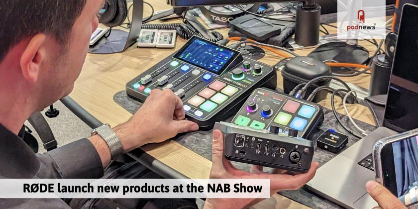 A demonstration of the new RØDE products at a stand at the NAB Show