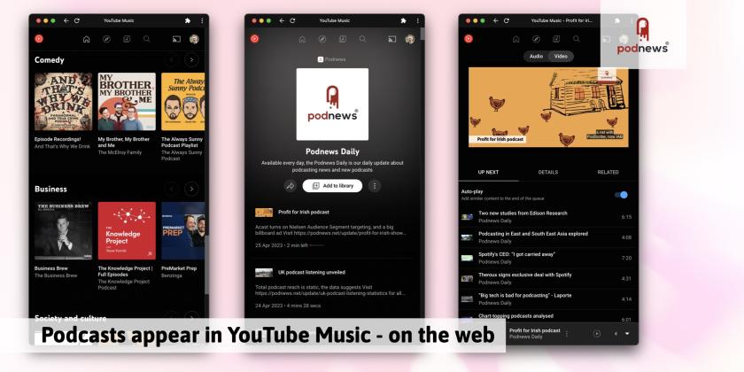 A few screens from the YouTube Music web app