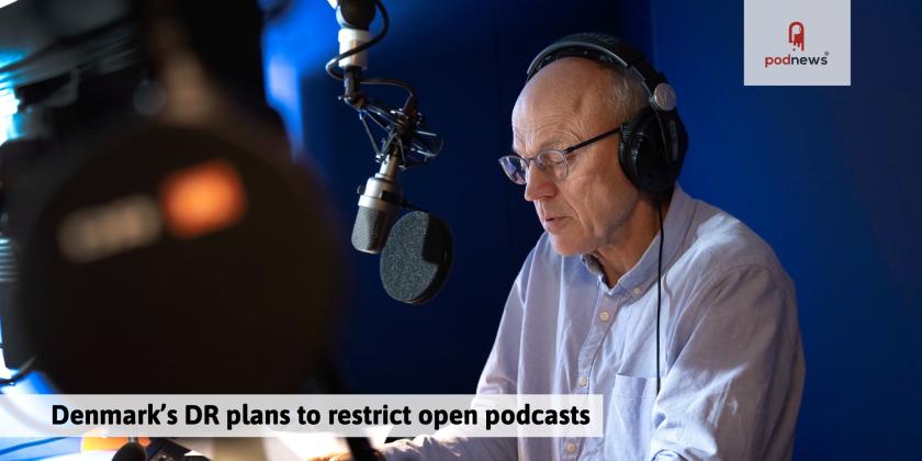 Preben Lund, a radio journalist for DR, in a radio studio