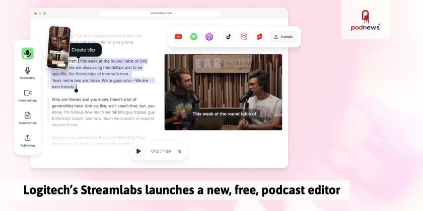 The Logitech Streamlabs podcast editor