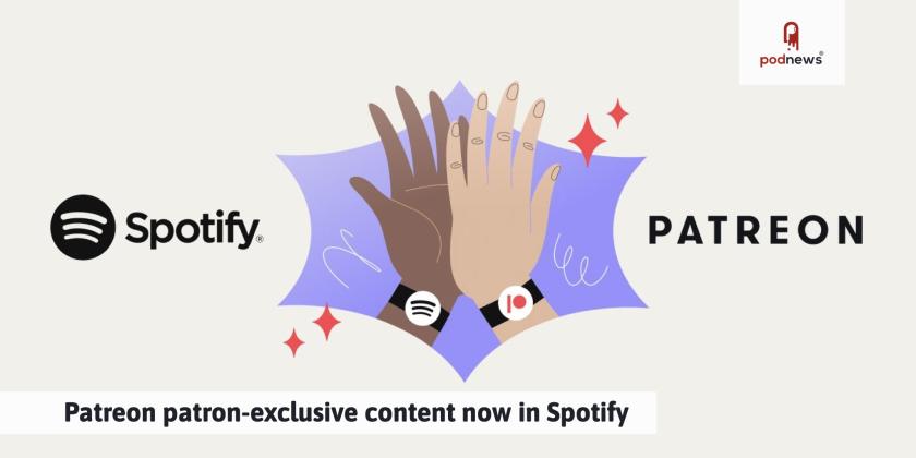 Spotify and Patreon logos and some holding hands