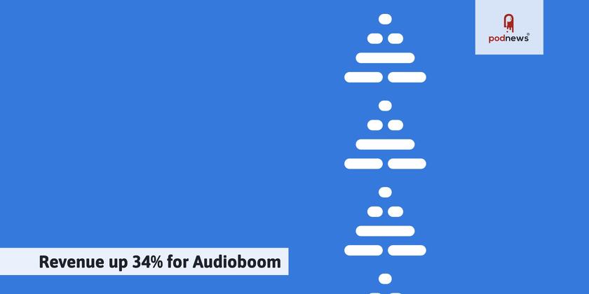 The Audioboom logo pointing upwards