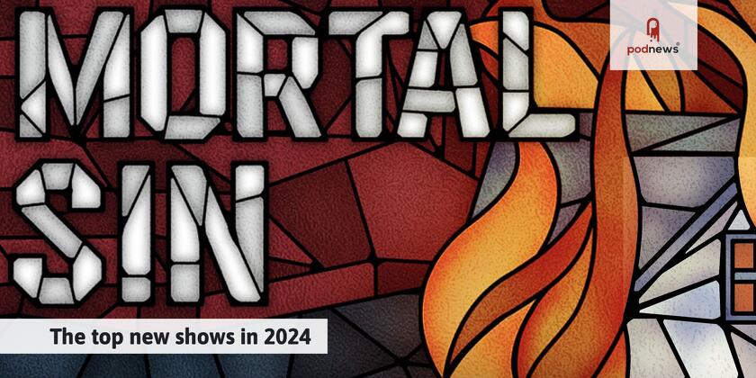 Mortal Sin artwork, looking like a stained glass window