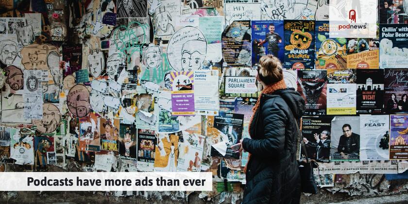 A woman looking at a lot of ads