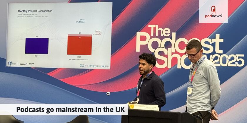 Gabriel Soto presents at The Podcast Show