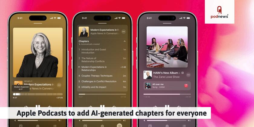 Views of the Apple Podcasts app on iPhone