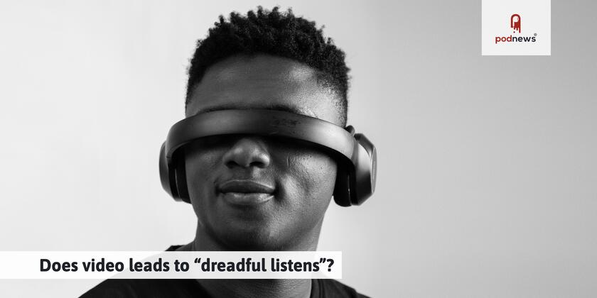 A man wears headphones blocking his eyes