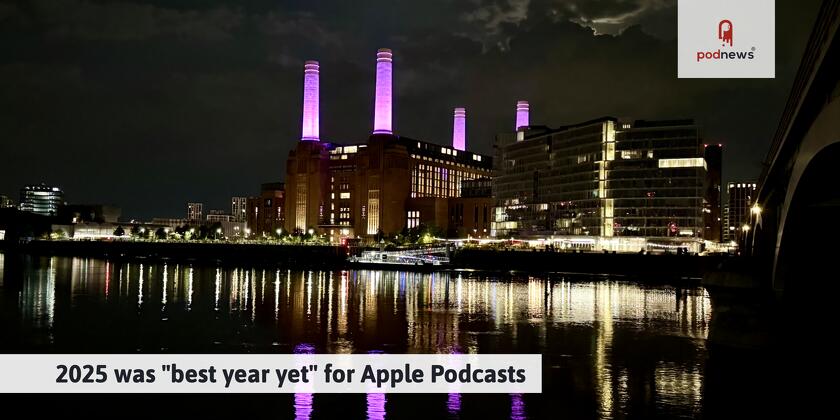 Battersea Power Station in Apple Podcasts purple