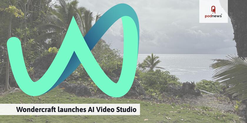 A Wondercraft logo in front of a island scene