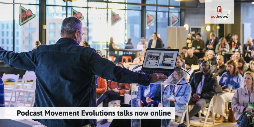A presenter at Podcast Movement Evolutions