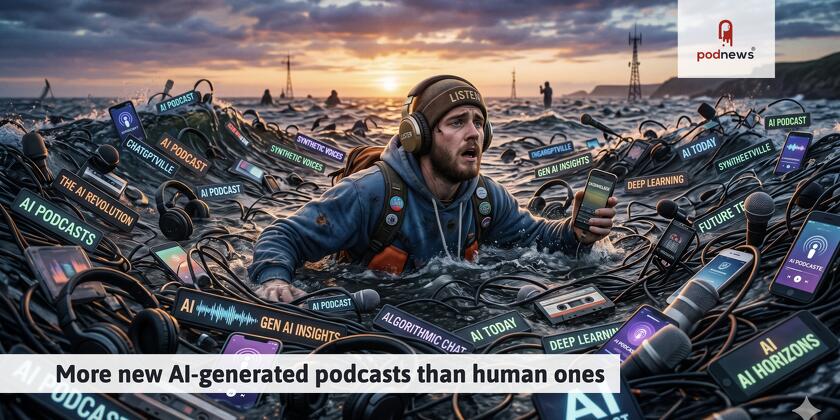 A podcast listener drowning in a sea of AI-generated shows