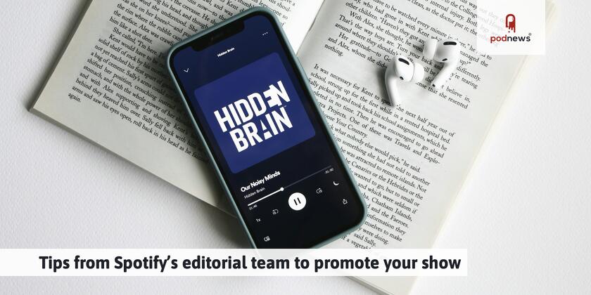 An iPhone playing Hidden Brain on Spotify