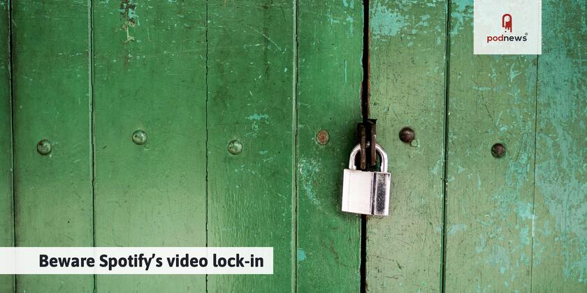 A Spotify green door with a big padlock on it