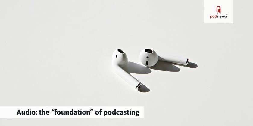 Some Apple AirPods on a white background