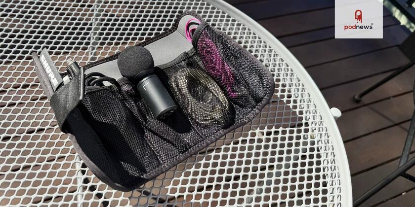 The Shure MV88+ microphone, on a cheap table in the sunshine