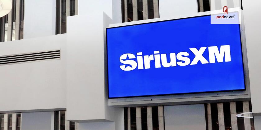 SiriusXM logo on a TV screen