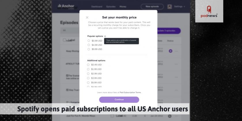 A screenshot of Anchor's podcast payment system
