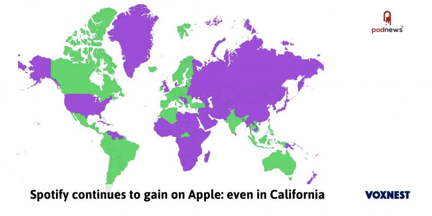 Spotify continues to gain on Apple: even in California