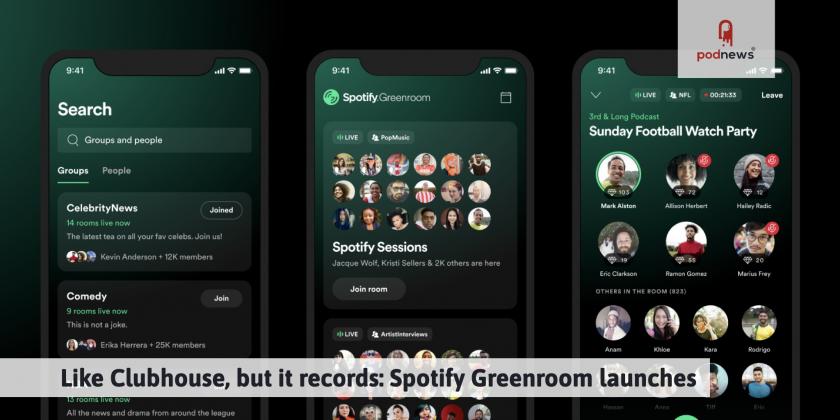 A few screenshots of the Spotify Greenroom app