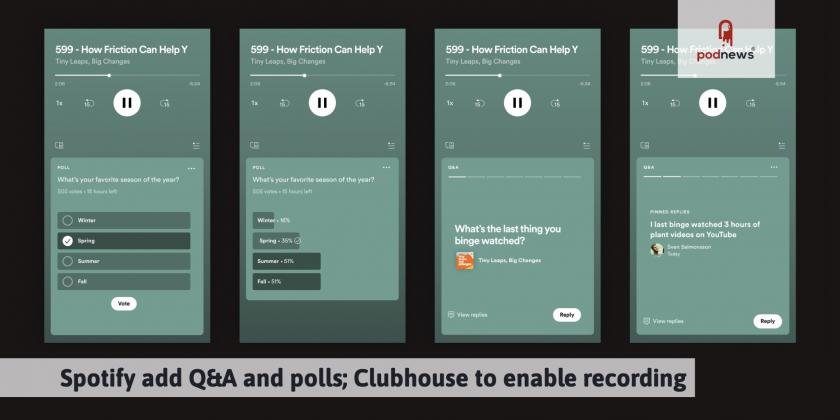 Screenshots of how polls and Q&A work on Spotify