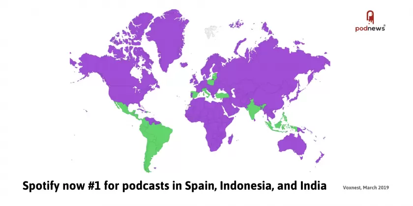 Spotify: now #1 for podcasts in Spain, Indonesia and India