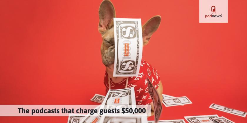 A dog being hit in the face by some fake money for some reason