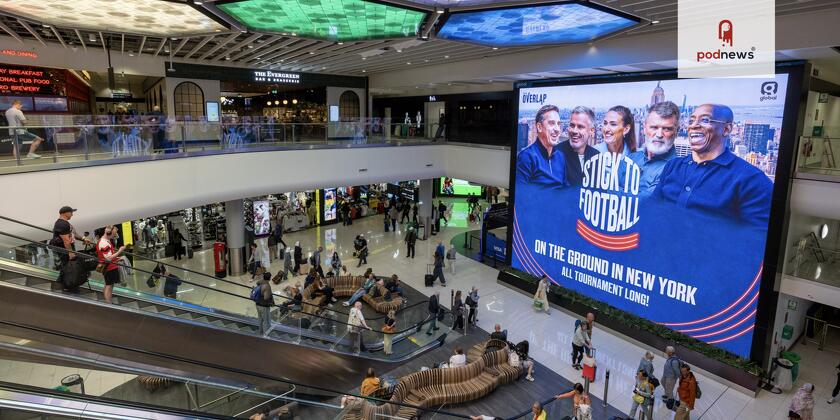 A big advert for Stick to Football in a shopping mall