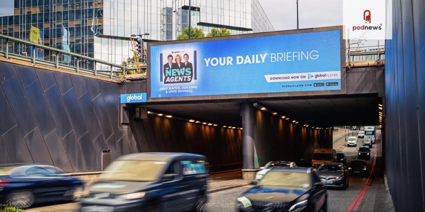 The News Agents billboard on Euston Road, London