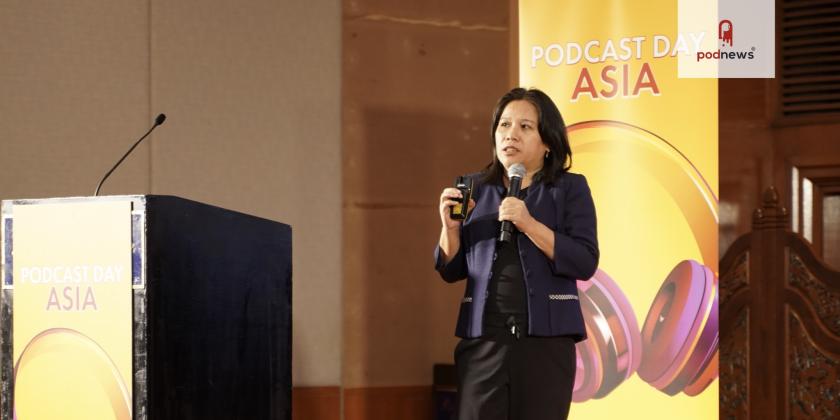 Timi Siytangco from Acast at Podcast Day Asia
